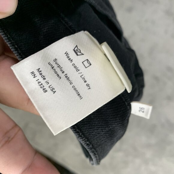 Reformation Jeans Women 26x27” Argentine Black Skinny Raw Hem Stretch Button Fly - Picture 13 of 16